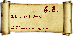 Gabányi Bodor névjegykártya